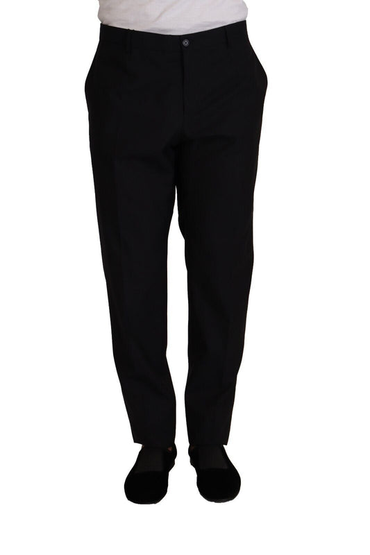 Elegante pantalón de esmoquin de lana y seda azul oscuro