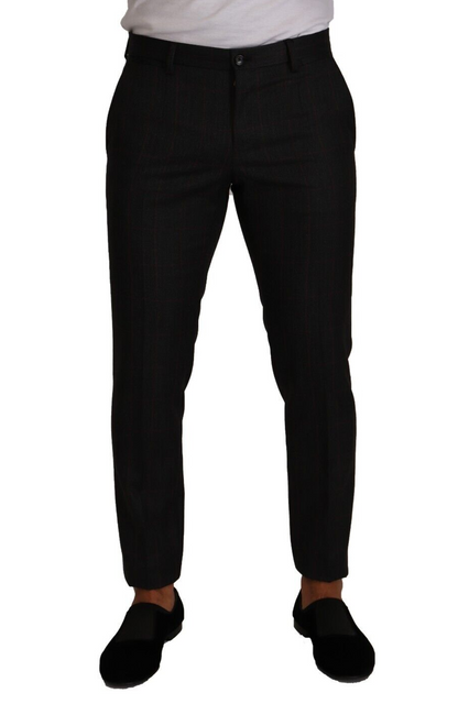 Gray Check Wool Formal Trouser Dress Pants