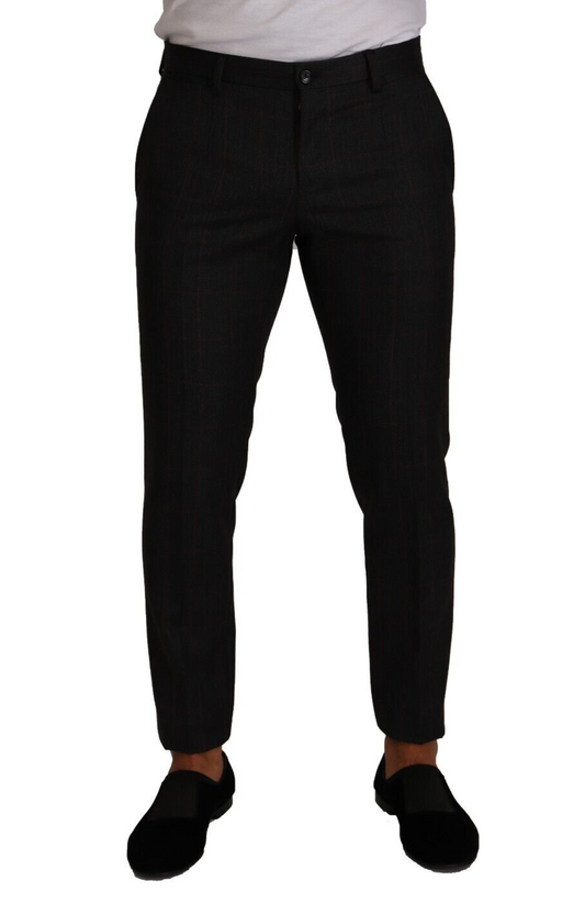 Gray Check Wool Formal Trouser Dress Pants