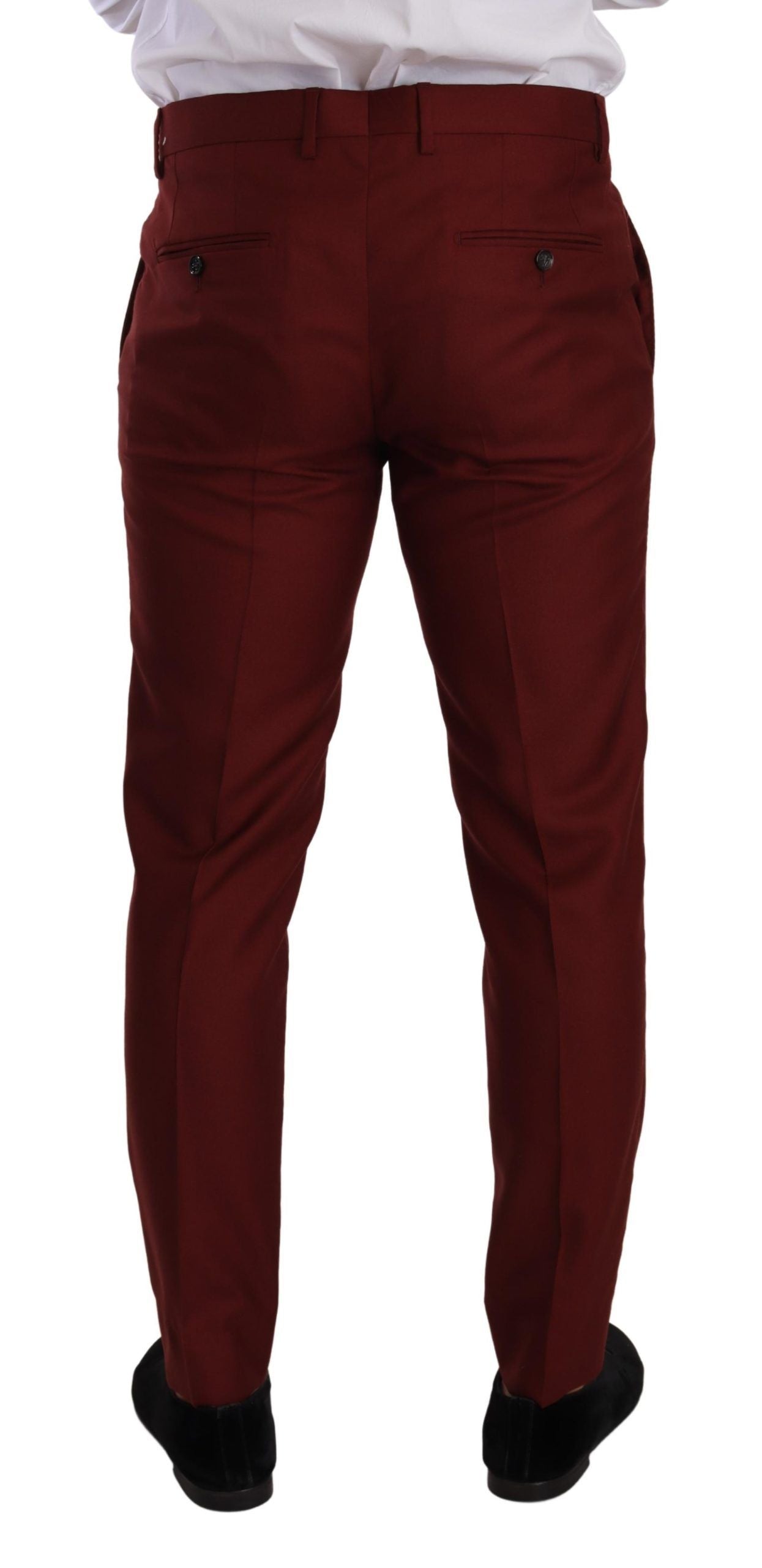 Elegante pantalón de vestir rojo de seda y cachemira