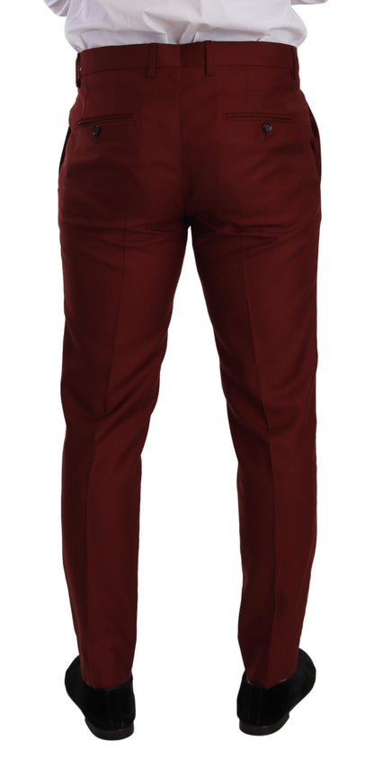 Elegante pantalón de vestir rojo de seda y cachemira