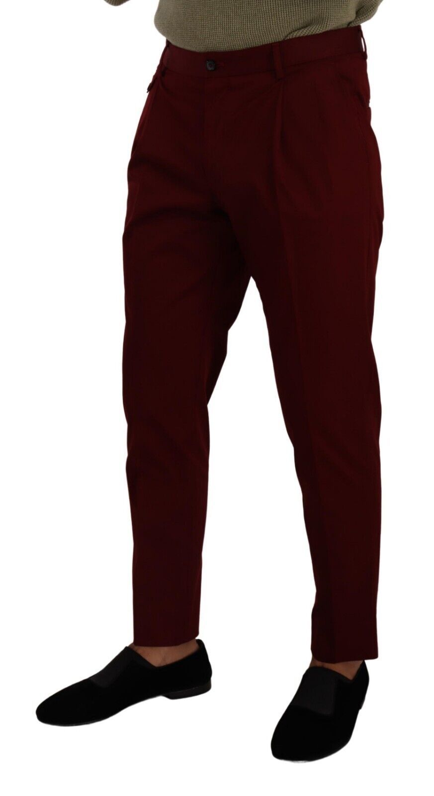 Elegantes pantalones chinos de vestir en rojo oscuro para hombre