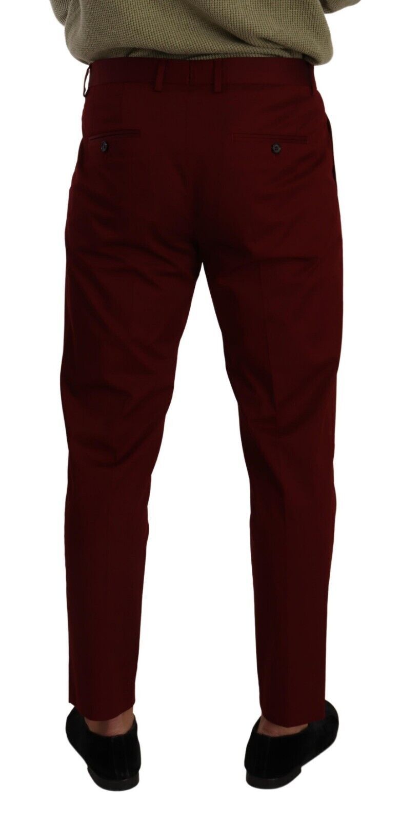Elegantes pantalones chinos de vestir en rojo oscuro para hombre