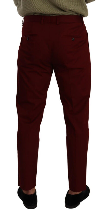 Elegantes pantalones chinos de vestir en rojo oscuro para hombre