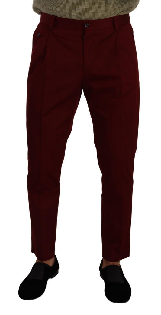 Elegantes pantalones chinos de vestir en rojo oscuro para hombre