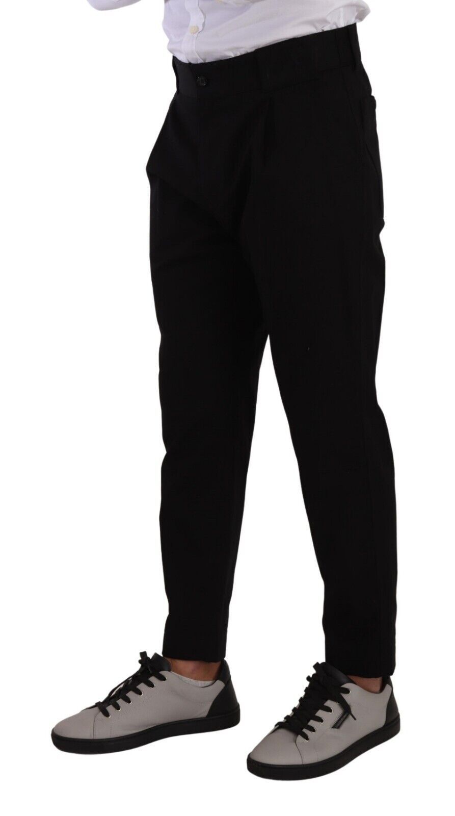 Elegantes pantalones chinos negros de algodón con corte cónico