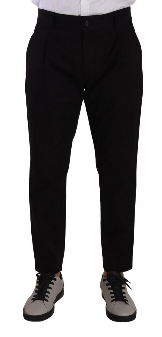 Elegantes pantalones chinos negros de algodón con corte cónico