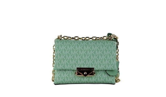 Bolso bandolera convertible con solapa de PVC Cece Small Sea Green Signature