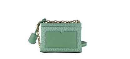 Bolso bandolera convertible con solapa de PVC Cece Small Sea Green Signature