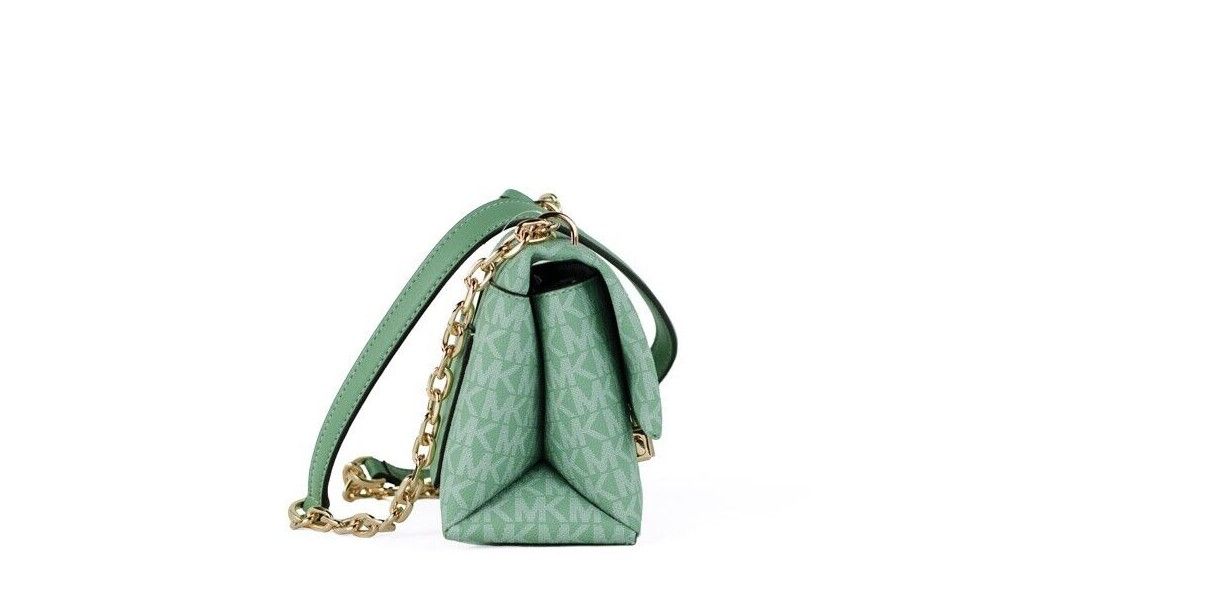 Bolso bandolera convertible con solapa de PVC Cece Small Sea Green Signature