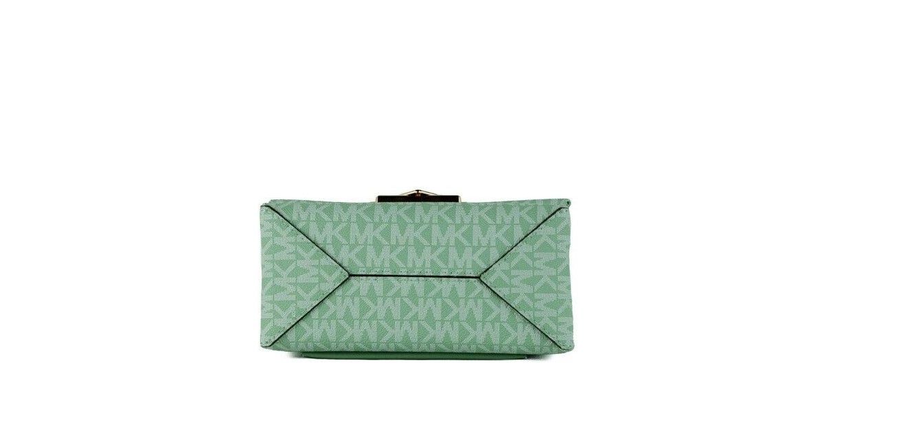 Bolso bandolera convertible con solapa de PVC Cece Small Sea Green Signature
