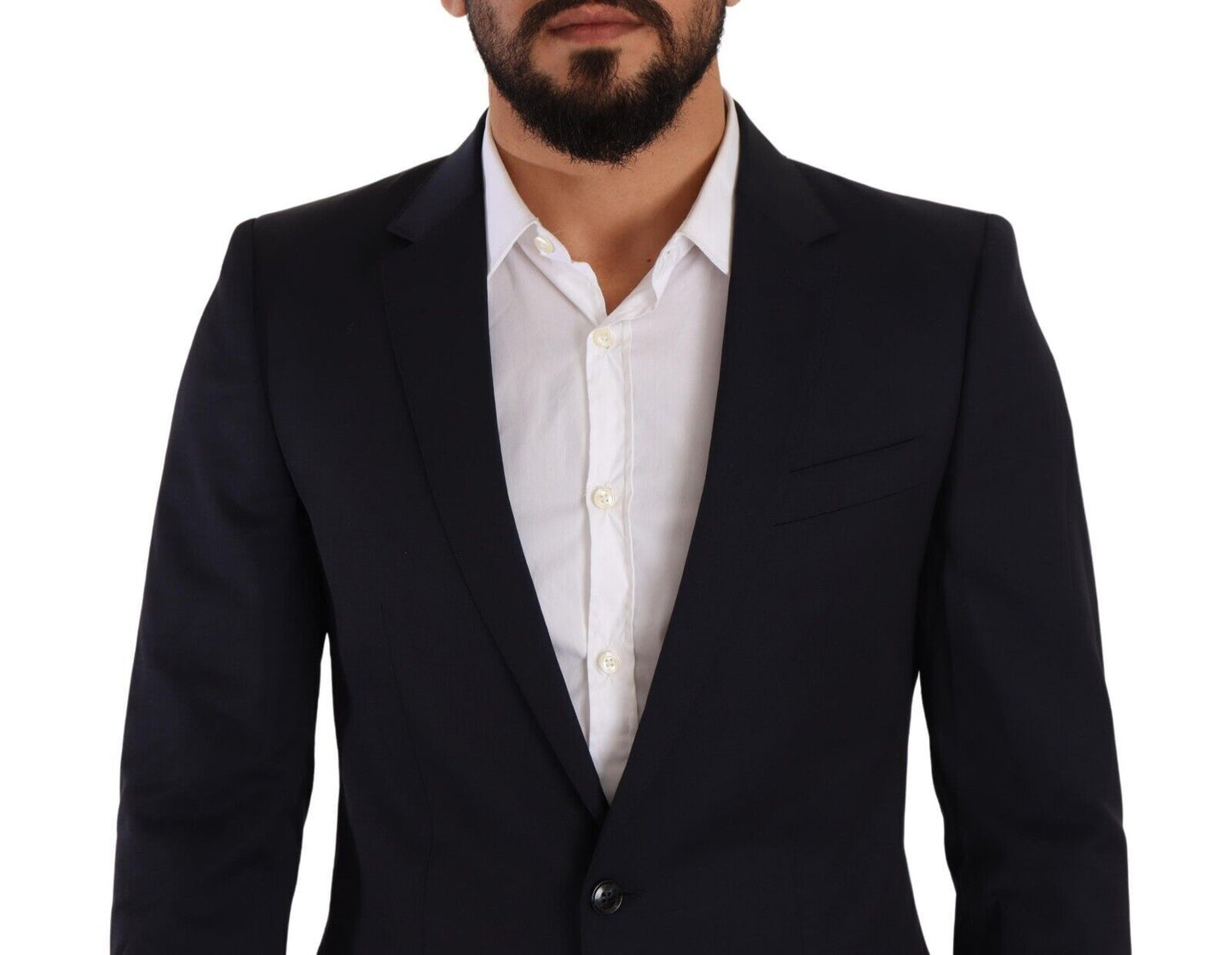 Blazer de lana entallado y elegante de color azul marino Martini
