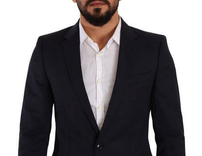 Blazer de lana entallado y elegante de color azul marino Martini