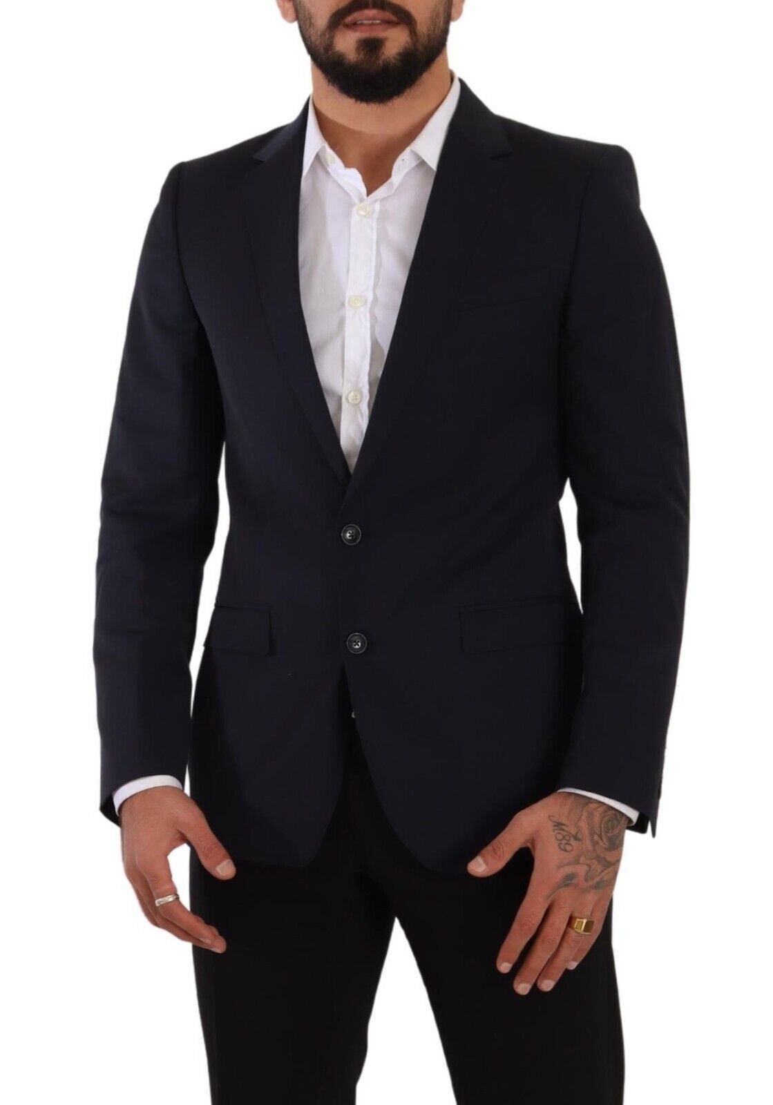 Blazer de lana entallado y elegante de color azul marino Martini