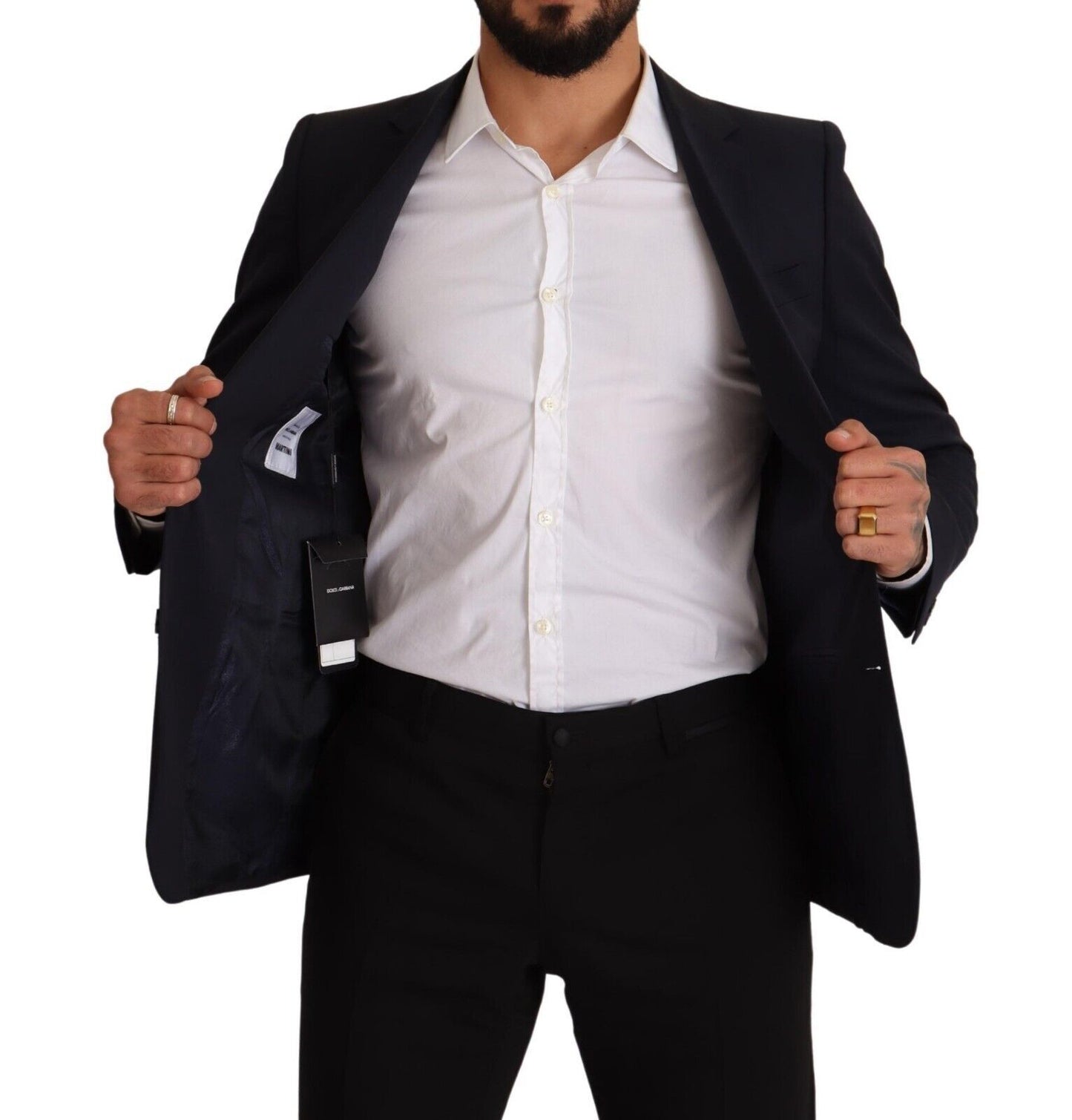 Blazer de lana entallado y elegante de color azul marino Martini