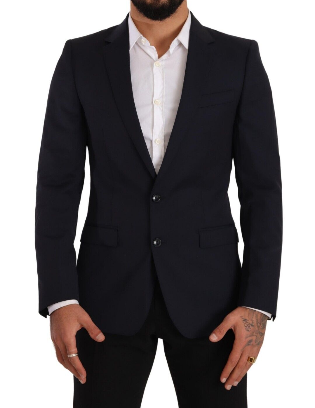 Blazer de lana entallado y elegante de color azul marino Martini
