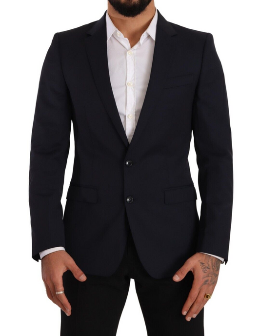 Blazer de lana entallado y elegante de color azul marino Martini