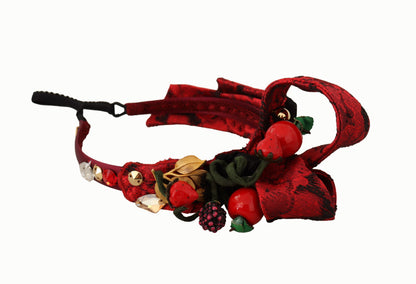 Diadema roja adornada con cerezas sicilianas
