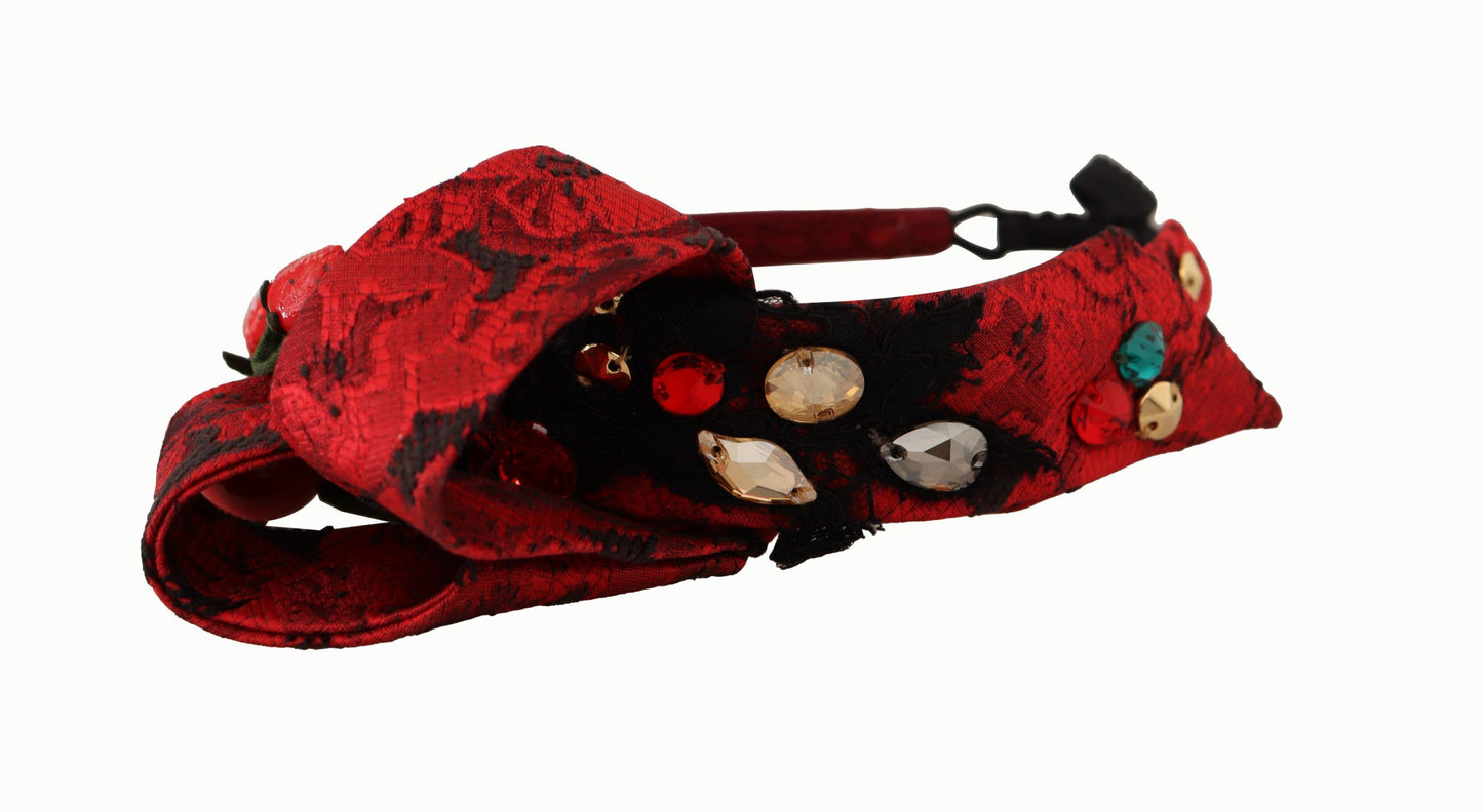 Diadema roja adornada con cerezas sicilianas