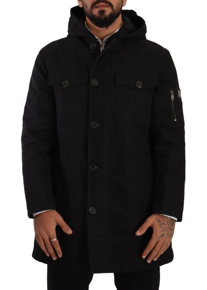 Elegante chaqueta parka negra con capucha