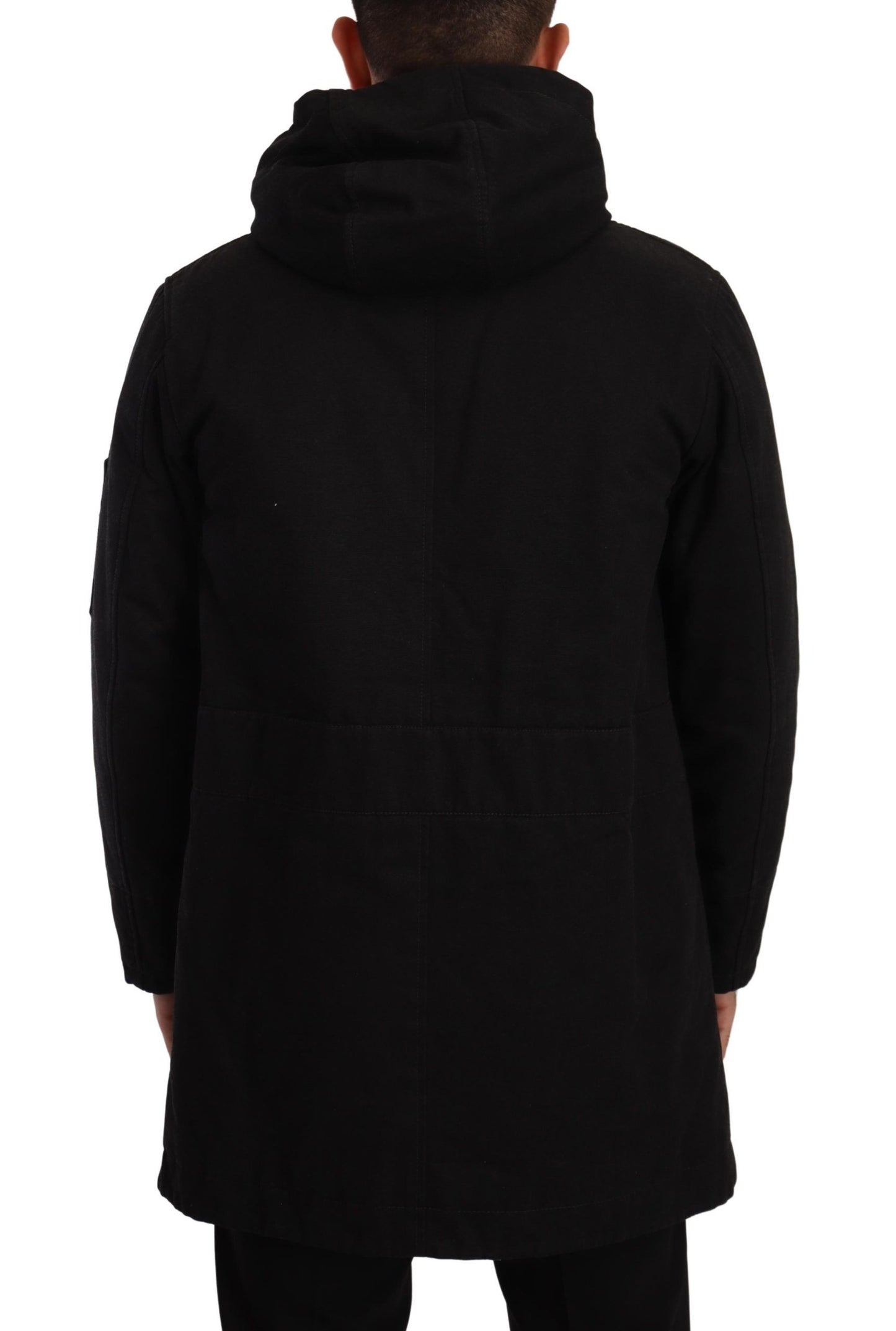 Elegante chaqueta parka negra con capucha