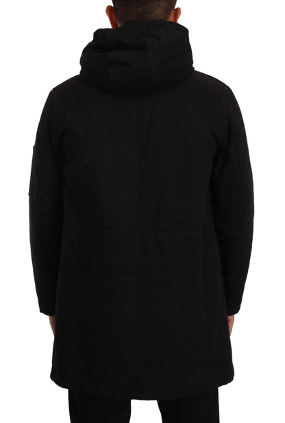 Elegante chaqueta parka negra con capucha