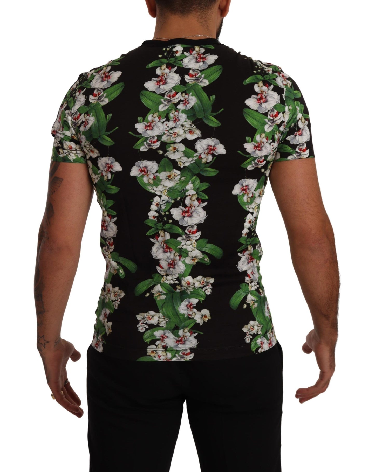 Elegante camiseta floral de cuello redondo para hombre