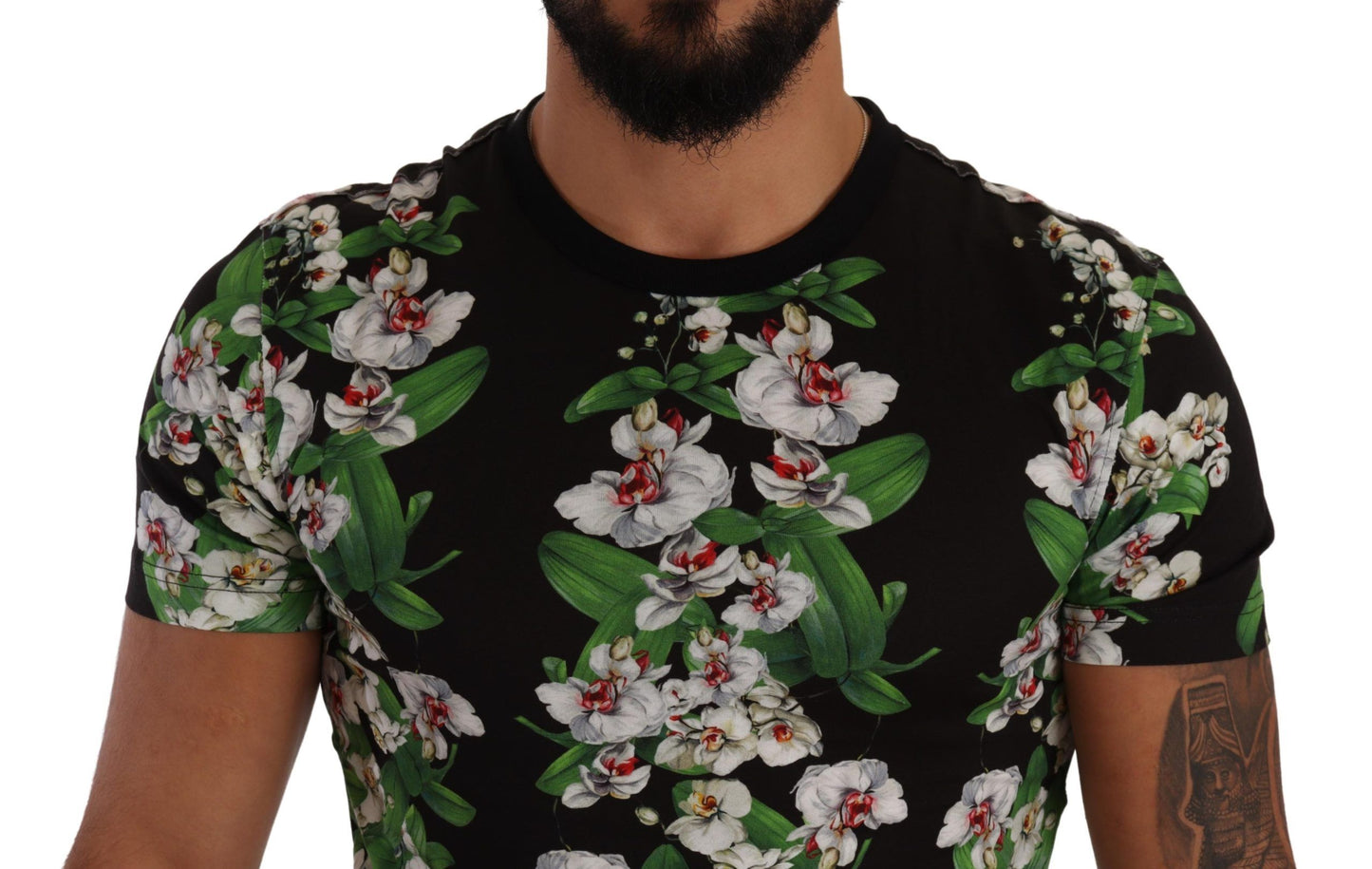 Elegante camiseta floral de cuello redondo para hombre