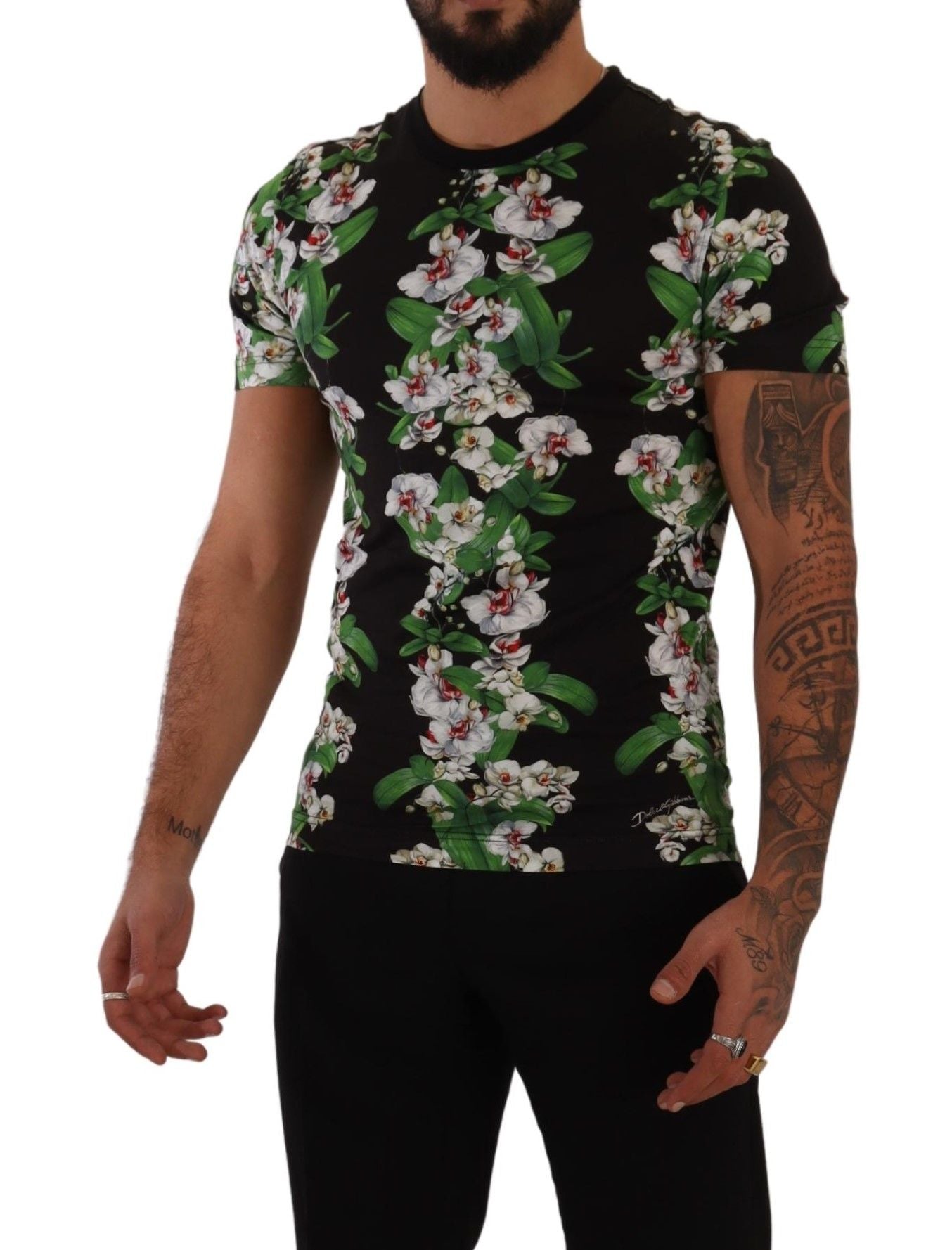 Elegante camiseta floral de cuello redondo para hombre