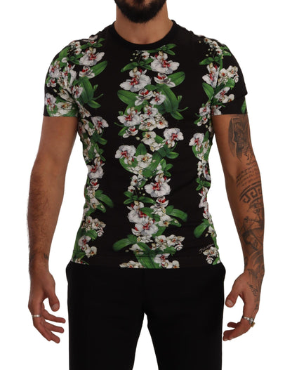 Elegante camiseta floral de cuello redondo para hombre