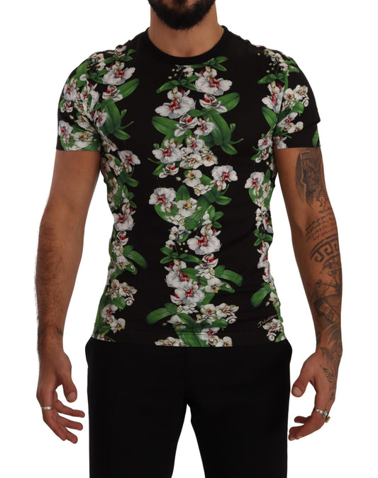 Elegante camiseta floral de cuello redondo para hombre