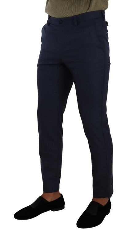 Elegante pantalón de vestir azul oscuro de corte entallado