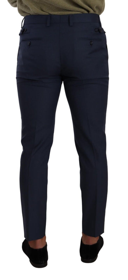 Elegante pantalón de vestir azul oscuro de corte entallado
