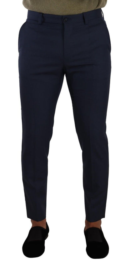 Elegante pantalón de vestir azul oscuro de corte entallado