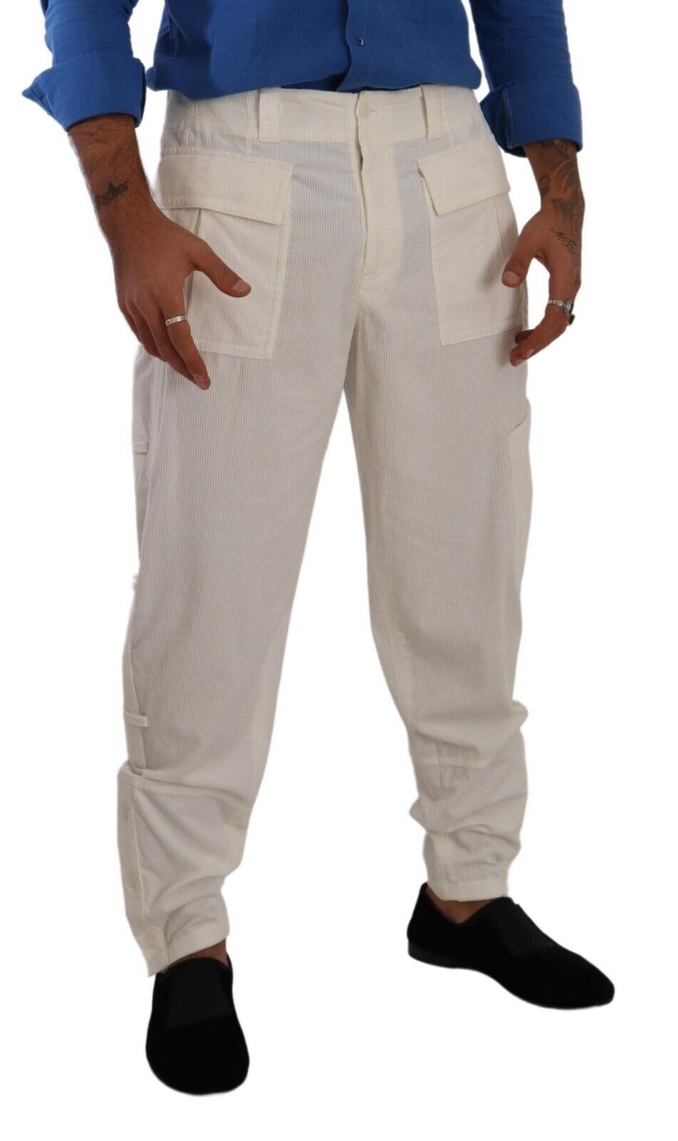 Pantalones cargo elegantes en blanco roto - Corte regular