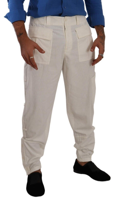 Pantalones cargo elegantes en blanco roto - Corte regular