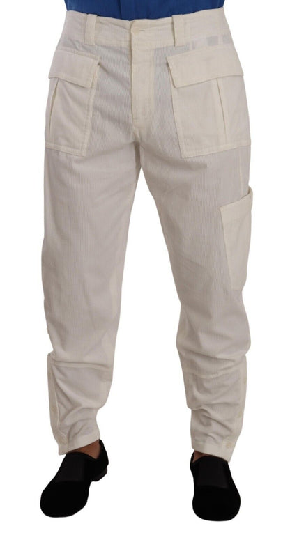 Pantalones cargo elegantes en blanco roto - Corte regular