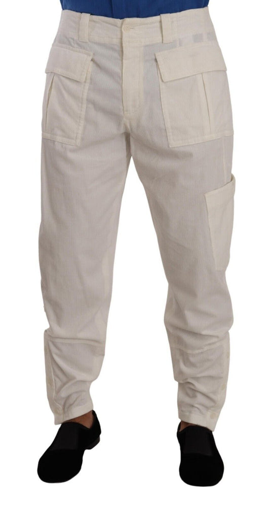 Pantalones cargo elegantes en blanco roto - Corte regular