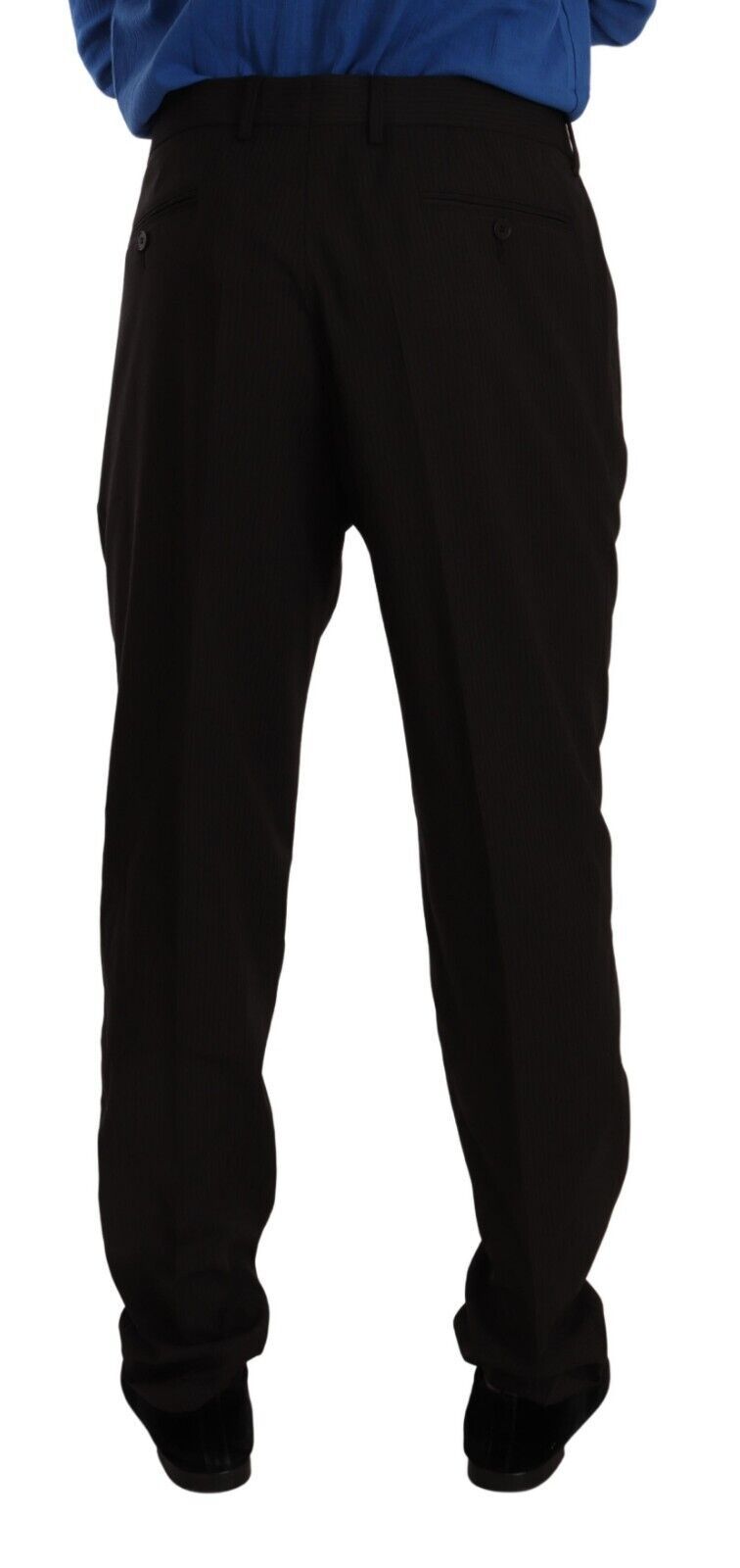 Elegantes pantalones de vestir de lana a rayas marrones
