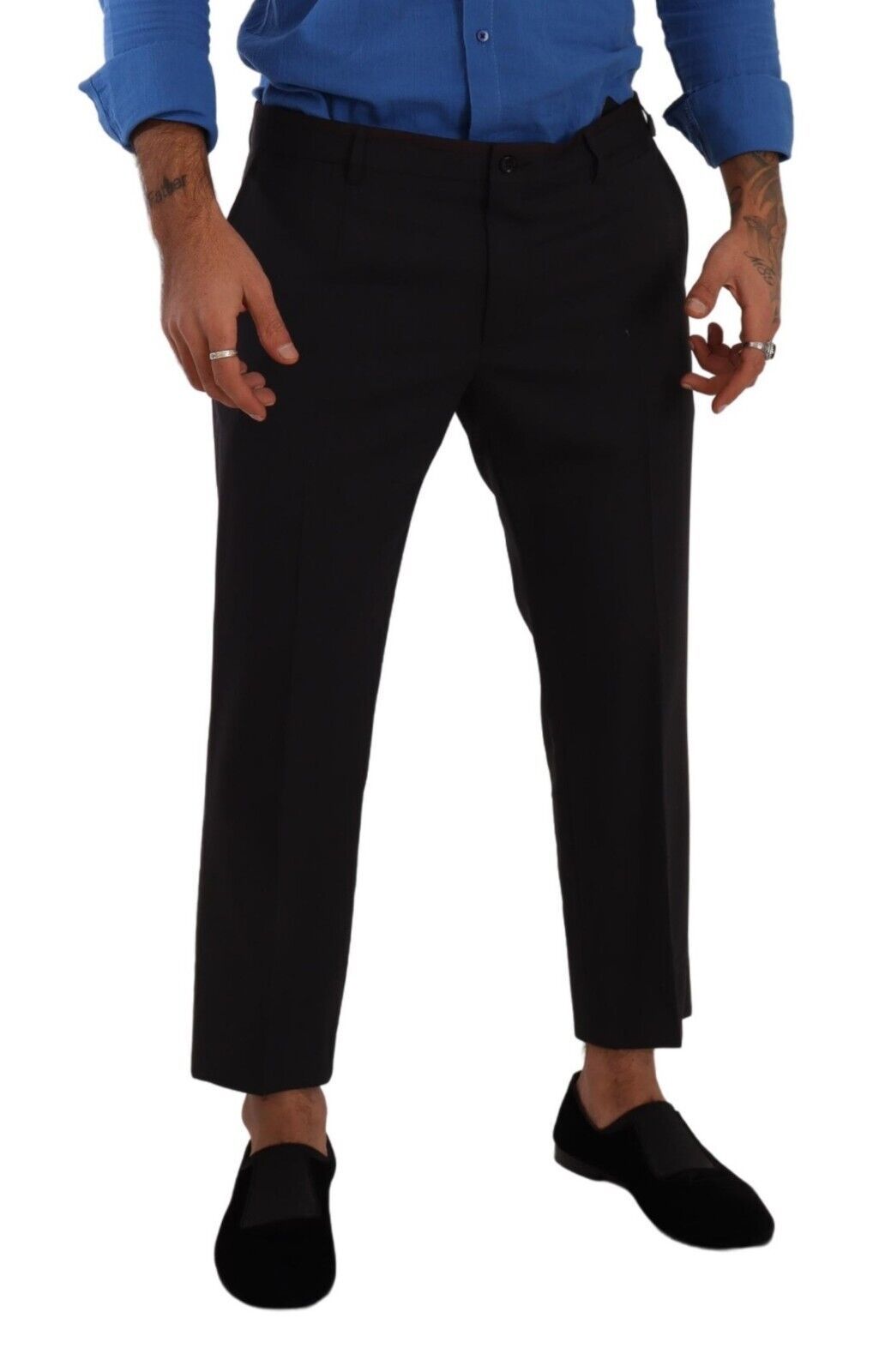 Pantalones elegantes de lana elástica recortada