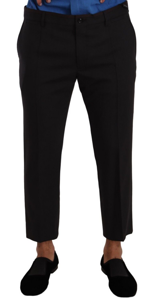 Pantalones elegantes de lana elástica recortada