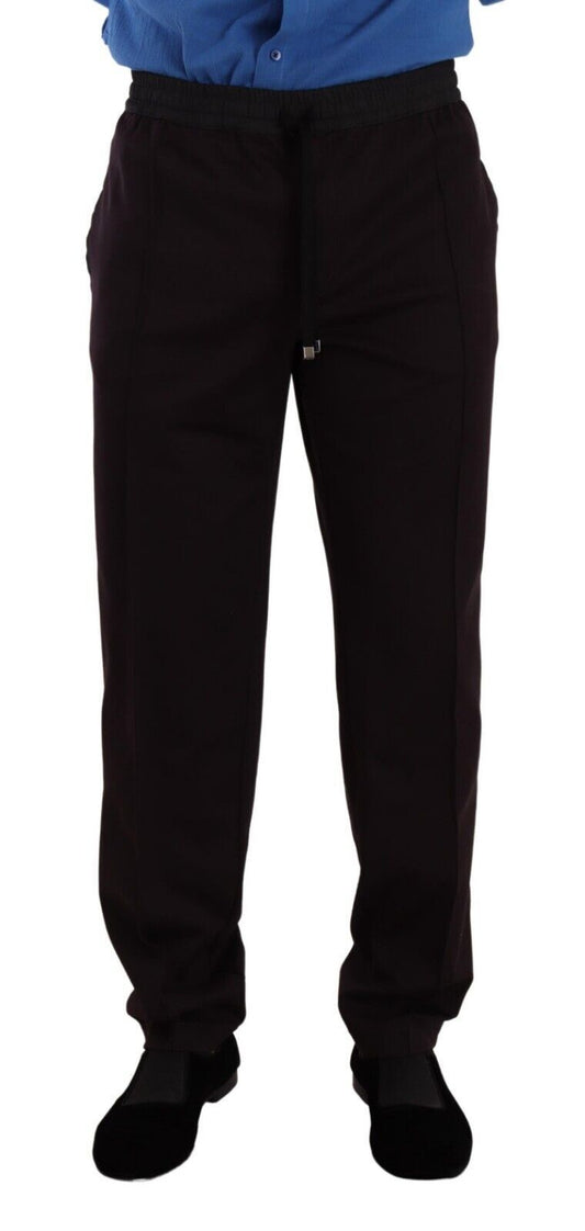 Elegantes pantalones deportivos de algodón burdeos
