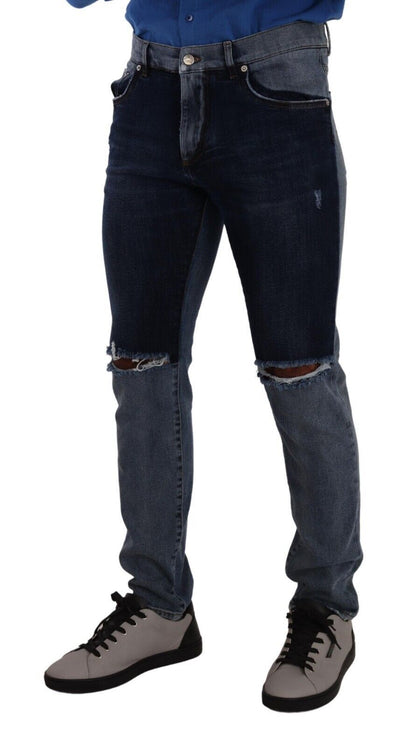Denim desgastado de corte entallado y elegante