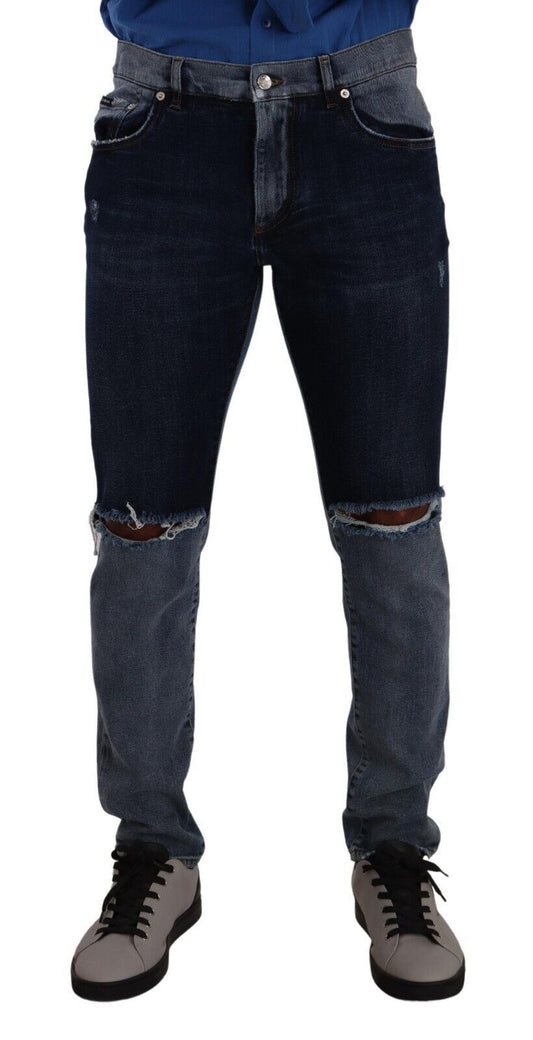 Denim desgastado de corte entallado y elegante