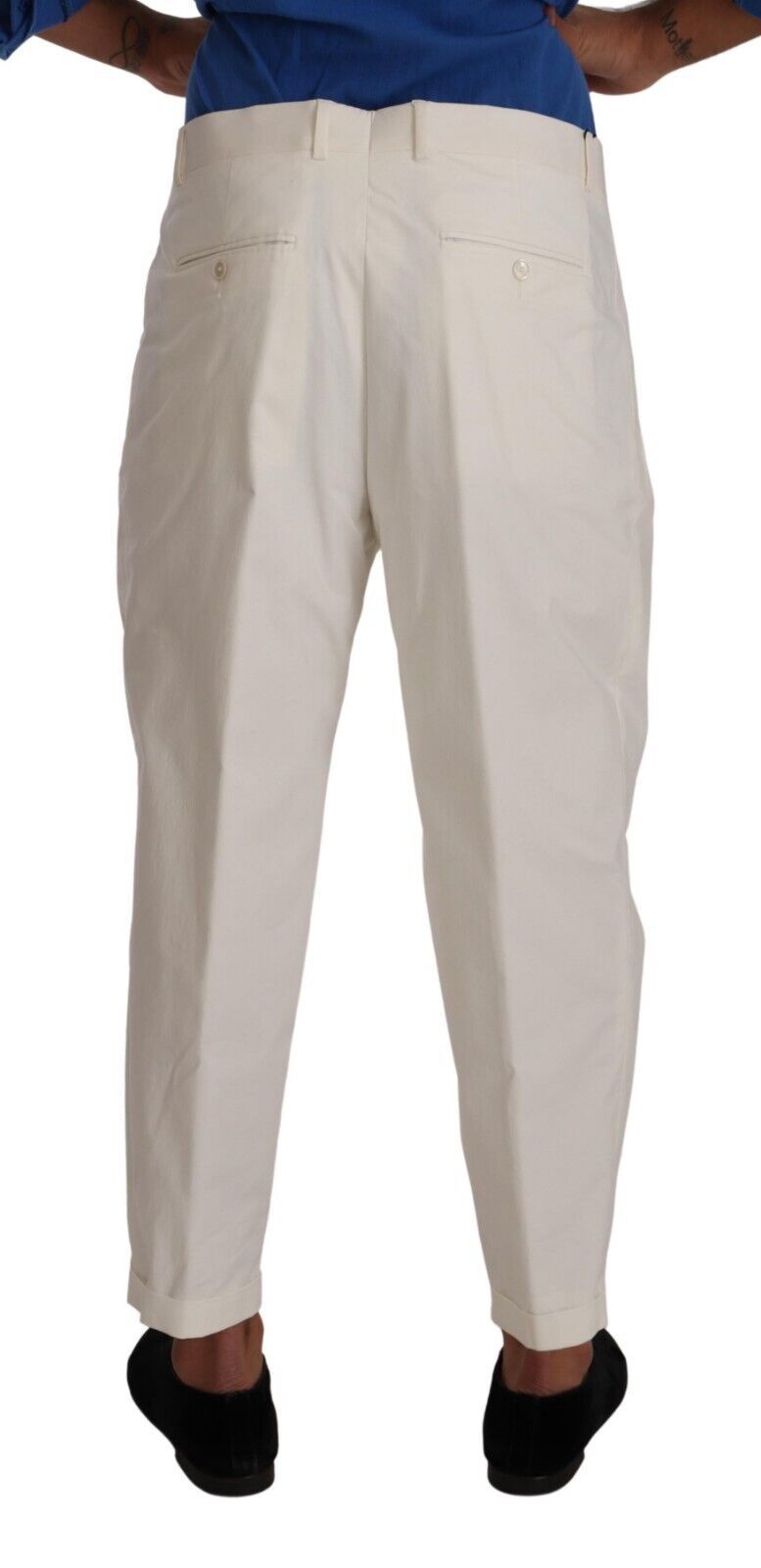 Elegante pantalón de vestir de algodón elástico blanco