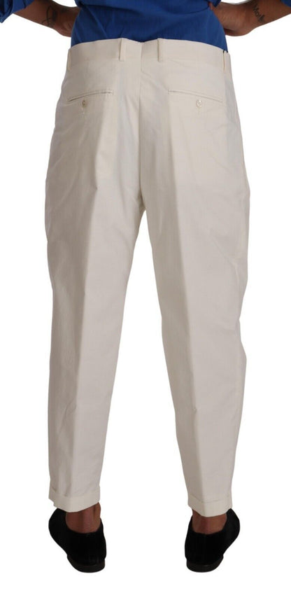 Elegante pantalón de vestir de algodón elástico blanco