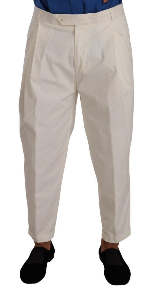 Elegante pantalón de vestir de algodón elástico blanco