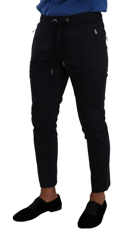Elegantes pantalones deportivos ajustados de color azul oscuro