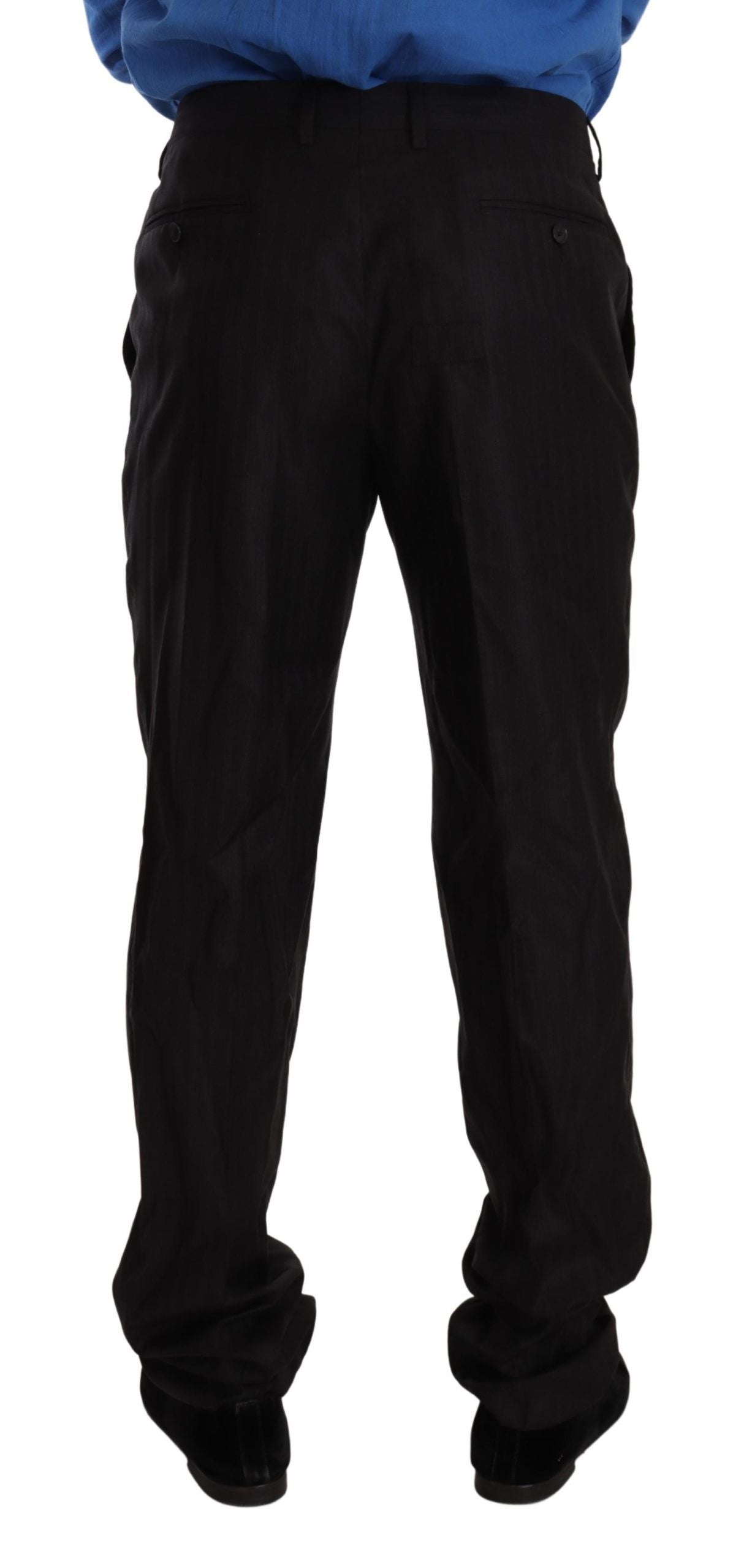 Elegantes pantalones de vestir de lana y seda a rayas