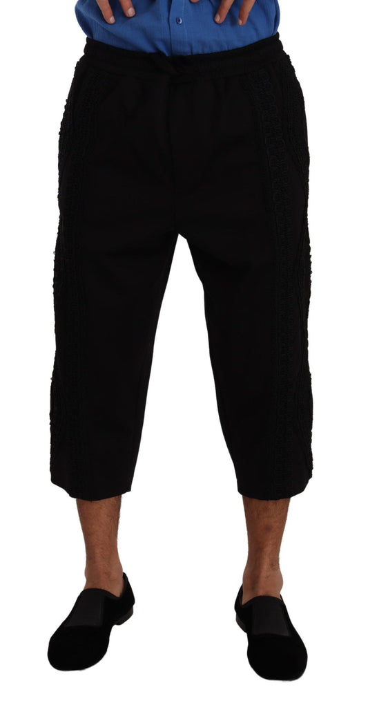 Elegantes pantalones cortos negros de mezcla de algodón